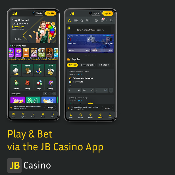 JB Casino users can play the casino using it's phones on Android and iOS