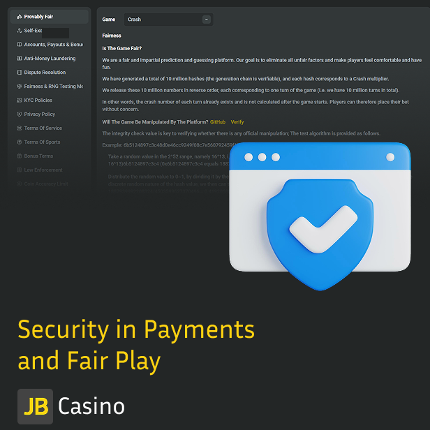 JB Casino is secure service with SSL encryption and other safety features